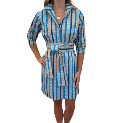 Holly Shae Design Arden Mini Dress In Cabana Blue Stripe