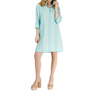 Holly Shae Design Arden Mini Dress In Honesuckle Stripe In Blue