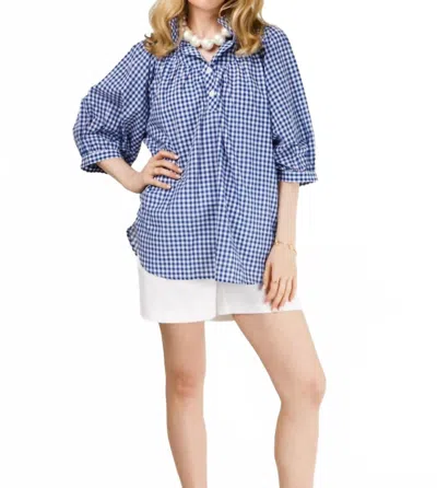 Holly Shae Design Avie Top In Blue And White Gingham