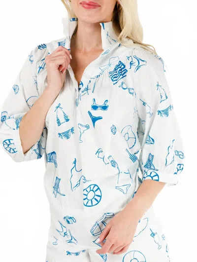 Holly Shae Design Avie Top In Pool Party In White