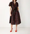 Holly Shae Design Christmas Plaid Dress In Black Velvet In Multi