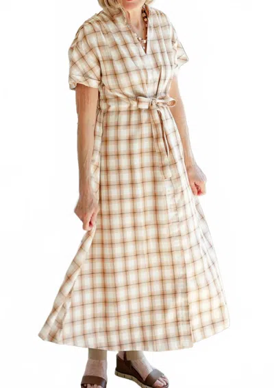 Holly Shae Design Bria Dress In Burnt Orange Plaid In Brown