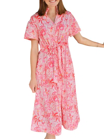 Holly Shae Design Bria Midi Dress In Lia's Peonies In Multi