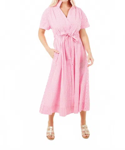 Holly Shae Design Bria Midi Dress In Pink And White Gingham In Multi
