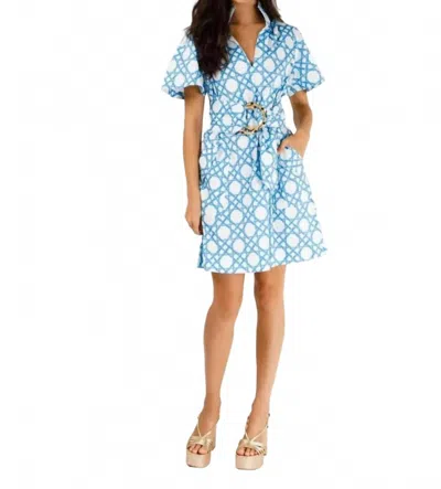 Holly Shae Design Brooke Mini Dress In Coastal Cane In Blue