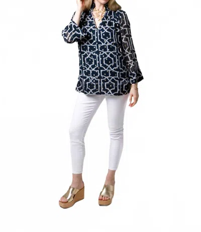Holly Shae Design Charlie Top In Lattice Cove Navy In Blue