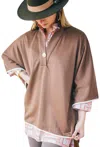Holly Shae Design Evelyn Poncho Tee In Bourbon Brown In Multi