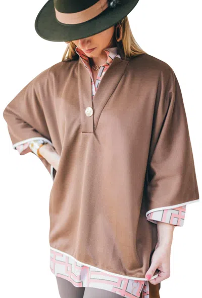 Holly Shae Design Evelyn Poncho Tee In Bourbon Brown In Multi