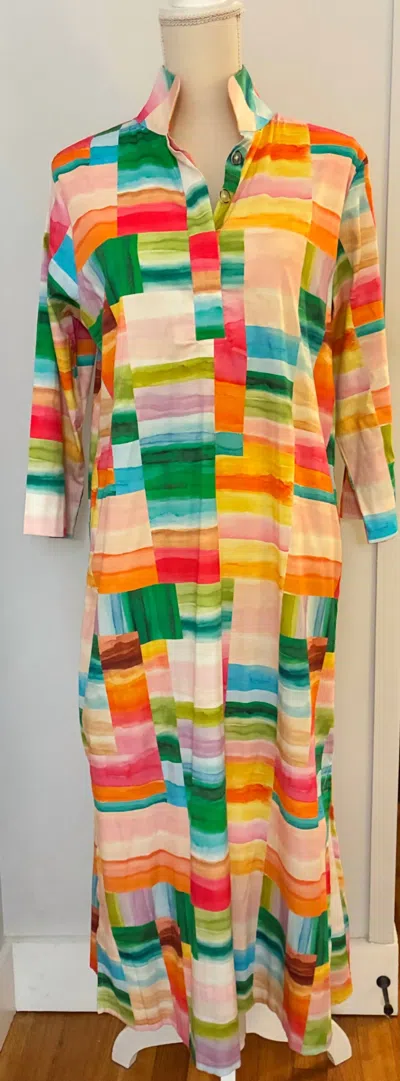 Holly Shae Design Grace 3/4 Sleeve Dress In Mad For Madras In Multi