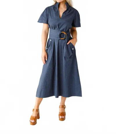 Holly Shae Design Gretchen Dress In Denim In Blue