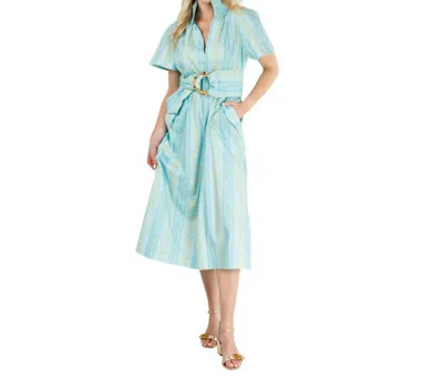 Holly Shae Design Gretchen Dress In Honeysuckle Stripe In Blue
