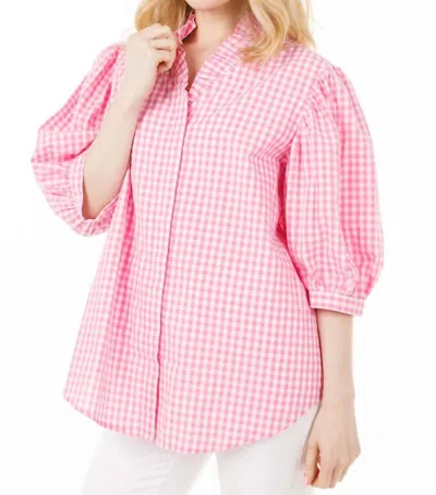 Holly Shae Design Laura Gingham Blouse In Pink And White