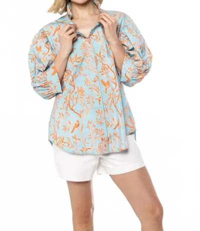 Holly Shae Design Laura Top In Garden Toile Blue In Multi