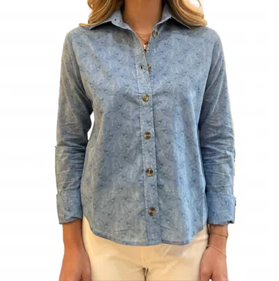 Holly Shae Design Liz Top In Blue Micro Quail