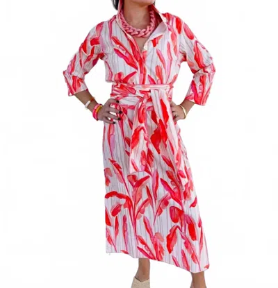 Holly Shae Design Long Grace Dress In Off White Banana Leaf In Multi