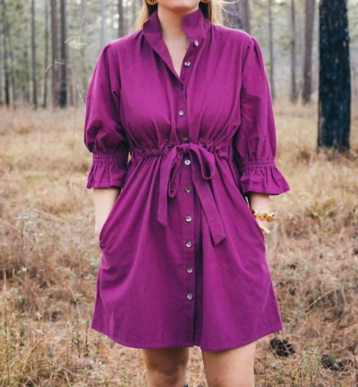 Holly Shae Design Stella Corduroy Dress In Boysenberry In Pink
