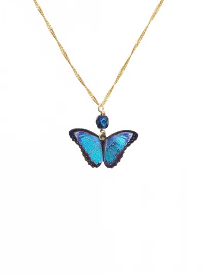 Holly Yashi Women's Bella Butterfly Pendant Necklace In Blue Radiance In Multi