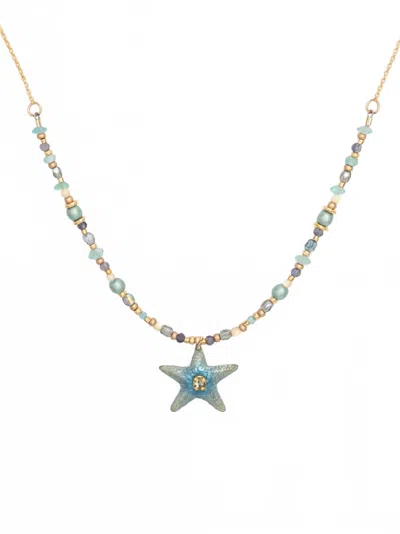 Holly Yashi Women's Carmel Beaded Necklace In Seashore Blue In Multi