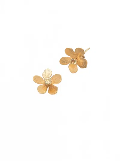 Holly Yashi Women's Petite Plumeria Post Earrings In Gold/champagne In Multi