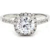 Hollywood Sensation 5/8 Ctw Brilliance Aaa+ Round Cubic Zirconia Halo Adjustable Ring In Silver