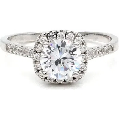 Hollywood Sensation 5/8 Ctw Brilliance Aaa+ Round Cubic Zirconia Halo Adjustable Ring In Silver