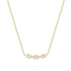 Hollywood Sensation Adora Delicate Necklace With Three Round Cut Cubic Zirconia Stones In Gold
