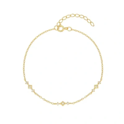Hollywood Sensation Belissa Dainty Chain Link Bracelet With Cubic Zirconia Accents In Gold
