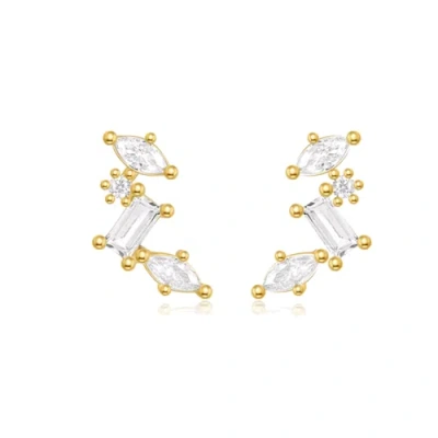 Hollywood Sensation Celestial Cluster Earrings With Aaaaa Cubic Zirconia In Gold