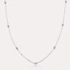 Hollywood Sensation Cosmic Halo Bezel Dainty Necklace With 7 Round Cut Cubic Zirconia In Silver