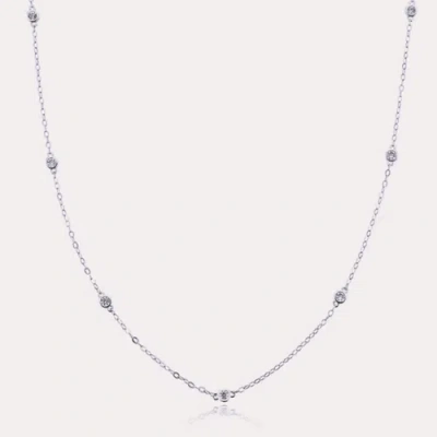 Hollywood Sensation Cosmic Halo Bezel Dainty Necklace With 7 Round Cut Cubic Zirconia In Silver