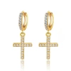 Hollywood Sensation Cross Dangle Earrings With White Diamond Cubic Zirconia In Gold