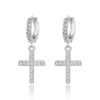 Hollywood Sensation Cross Dangle Earrings With White Diamond Cubic Zirconia In Silver