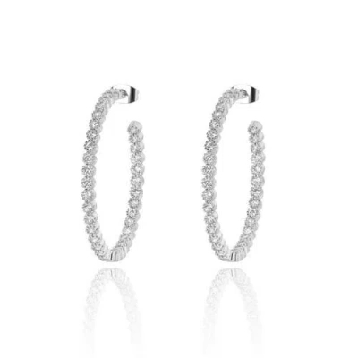Hollywood Sensation Crystal Hoop Earrings In Silver