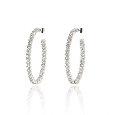 Hollywood Sensation Cubic Zirconia Hoop Earrings In Silver