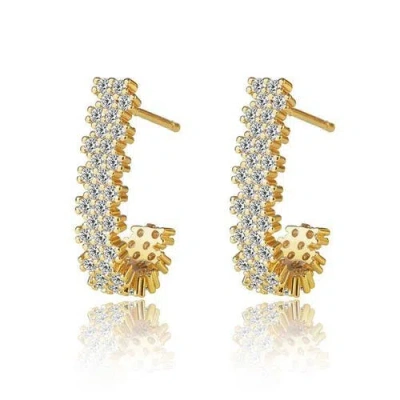 Hollywood Sensation Cubic Zirconia J Hoop Earrings In Gold