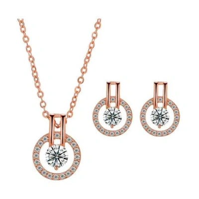 Hollywood Sensation Cubic Zirconia Necklace And Earring Set In Gold