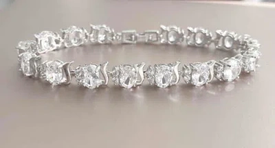 Hollywood Sensation Cubic Zirconia Tennis Bracelet With Aaa+ Cubic Zirconia Oval And Round Cut In Silver