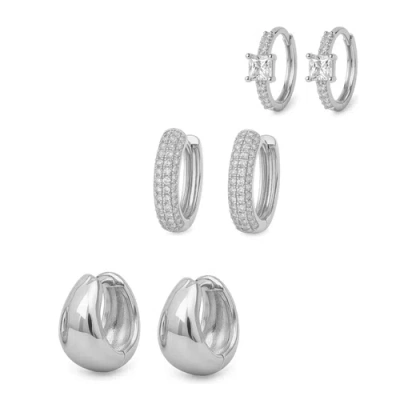Hollywood Sensation Dainty Huggie Hoop Earrings -3 Pairs In Metallic