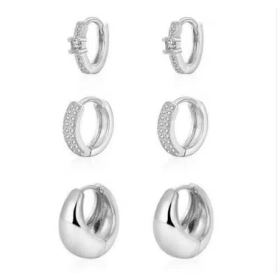 Hollywood Sensation Dainty Huggie Hoop Earrings -3 Pairs In White