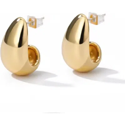Hollywood Sensation Dome Huggie Teardrop Earrings In Gold