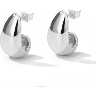 Hollywood Sensation Dome Huggie Teardrop Earrings In Silver