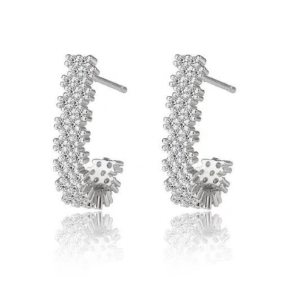 Hollywood Sensation Elara Sparkling Cubic Zirconia J Hoop Earrings In Silver