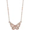 Hollywood Sensation Elegant 18k Rose Gold Butterfly Pendant Necklace With Sparkling Cubic Zirconia S In Rose Gold