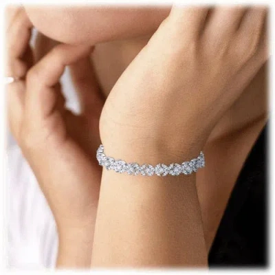 Hollywood Sensation Elegant Round And Marquise Cut Tennis Bracelet In Silver
