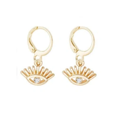 Hollywood Sensation Evil Eye Huggies In Gold