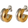 Hollywood Sensation Fusion Glow Mixed Metal Two Tone Huggie Earrings In Gold