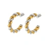 Hollywood Sensation Gilded Twist Mixed Metal Two-tone Hoop Earrings In Gold