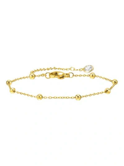 Hollywood Sensation Gold Beaded Link Bracelet With Adjustable Chain
