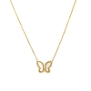 Hollywood Sensation Gold Butterfly Pendant Necklace With Mother Of Pearl Inlay In Gold