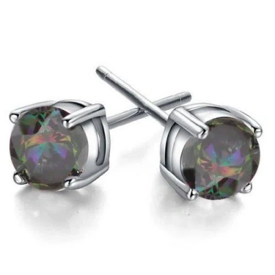 Hollywood Sensation Half Carat Round Cut Topaz Stud Earrings In Silver